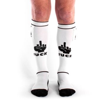 Chaussettes Brutus Fuck Party Pockets - Blanc/noir