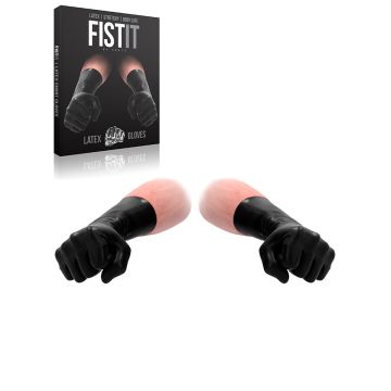 FistIt Latex Short Gloves - Gants noirs