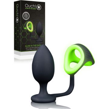 OUCH! Glow in the Dark - Butt Plug Cock Ring & Ball Strap