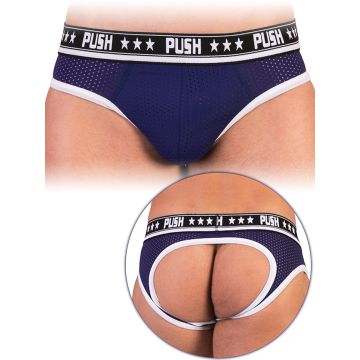 PUSH - Jockstrap Premium Mesh Hole bleu marine / blanc