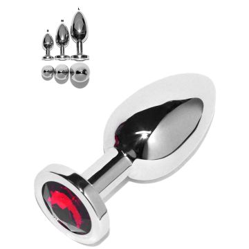 Rosebud - Plug Anal Inox Cristal Rouge - Taille Medium